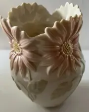 Vintage Lenox 6" Floral Blossom Gerbera Daisy Vase Pink & Yellow Daisies NIB