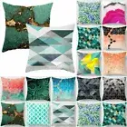 Teal Blue & Grey Geometric Cushion Cover Waist Throw Sofa Pillow Case Home Decor