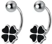 [Generic] Solid 925 Sterling Silver Flower Half Hoop Earrings for Women Flower Hoop Earrings Screw Back Ball Studs