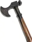 AXE DESIGN HEAD HANDLE 3 FOLD BROWN WOODEN WALKING STICK