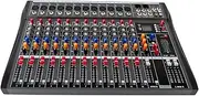 12 Channel DJ Audio Sound Mixer Interface with MP3 USB Bluetooth Stereo Recording, Ultra Slim DJ Sound Controller with LED Light, Sound Board Mixing Console