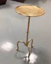 Small French Style Hand Hammered Gilt Gueridon Side Table