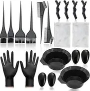 NOUSV 20 Pcs Hair Dye Brush and Bowl Set, Hair Dye Coloring Kit, Hair Coloring Bleaching, Hair Dye Tools for DIY Salon. Hair Tinting Bowl/Dye Brush/Ear Cover/Gloves/Tint Comb