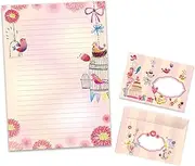 Writing Paper Set Letter Pad with Envelope for Boys Girls Kids Bird Flowers (A4 Pad with 25 Sheets + 15 Envelopes)