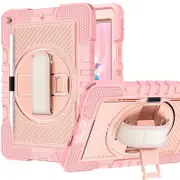 Rugged Stand Shockproof Hybrid Case with Strap For Apple iPad Mini 6 / 7 (Peach)