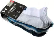 Under Armour Kids 6 Pk White Blue No Show Polyester UA Essential Lite Sock Set S