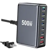 500W USB C Fast Charger Block, 8 Port USB Charging Station, GaN Ⅲ Pro Double