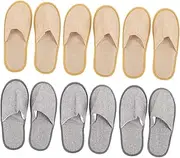 Mikinona Soft Comfortable Home Slippers 6 Pack Disposable Linen Material Hotel Shoes