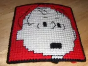 NEW completed plastic canvas magnet - Linus