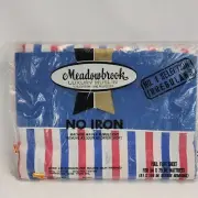 NEW Vintage Meadowbrook Full Size FLAT SHEET Red White Blue Stripes No Iron NOS