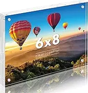 Americanflat 6x8 Acrylic Picture Frame - Double Sided Frames with Magnetic Corners - Transparent Acrylic Frames for Desk or Tabletop Display - 6x8 Picture Frame with Microfiber Cloth Included