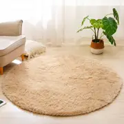 Soft Shaggy Round Rugs for Bedrooms and Living Rooms - Khaki (120cm)