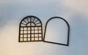 ECB 3D P. 1/24 or 1/25 Scale Arched Double Window For Garage, House Dioramas(1)