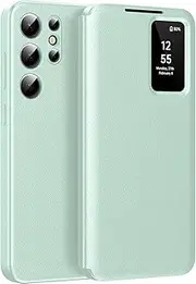 For Samsung S25 Ultra Smart View Case, Wallet Smartphone Case, for Samsung Galaxy S25 Ultra Mobile Phone Case Clear View, Mirror Flip, Card Slot Cover, Viewing Window, for Samsung S25 Ultra Smart View