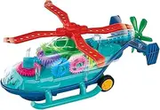 Music Helicopter Toys | Transparent Helicopter Toy Moving Wheel Electric Toy,Colorful Aircraft Toy Gear Musical Go Toy Car for Boys