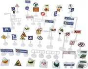 ZUNOXAZ Set of 2 Traffic Sign Toys Miniature Road Signs for Boys and Girls Interactive Traffic Light Toy for Learning Play