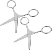 Outanaya 2Pcs Stainless Steel Eyebrow Scissors for Precise Grooming Small Rounded Nose Hair Trimmers for Eyebrow Shaping for Facial Hair Removal and Beard Trimming