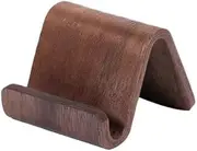Wooden Phone Stand Holder, Desktop Mobile Device Display, Dark Brown