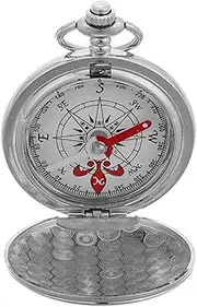 [ifundom] Vintage Clamshell Pocket Watch Compass Luminous Compass Zinc Alloy Portable Outdoor Navigation Tool for Men Women Hiking Camping and Survival