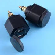 Motorcycle Dual USB Charger Adapter Socket fit for BMW Hella Plug LED Voltmeter