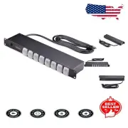 8ft. Rack-Mount PDU: 1U Power Strip with 15A Circuit Breaker and Safety Features