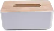 Facial Tissue Dispenser Box Cover Holder,Tissue Box, Bamboo Tissue Box White Cover Holder Case,Napkin Holder Organiser, Rectangle Dryer Sheet Container