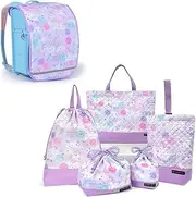 [COLORFUL CANDY STYLE] 6 Piece Set School Entrance School Entrance Lesson Bag Shoe Case Drawstring Gymnastics Clothes Bag Lunch Bag Cup Bag Small Bag School Bag Cover Girl Cute