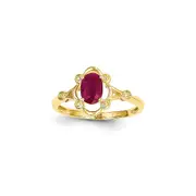 14k Yellow Gold Ruby Dia Ring