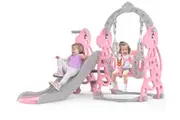 Advwin Kids Slide Swing Basketball Hoop Activity Center Toddler Play Set Pink