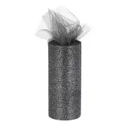 6" 25 Yards Glitter Tulle Ribbon Rolls Netting Fabric Ink Black