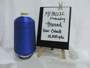 Metallic Machine Embroidery Thread 10,000 yds. Color Cobalt.