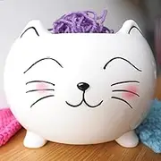 Cat Yarn Bowl for Knitting - Cute Ceramic Knitting Bowl Extra Large - Ceramic Yarn Bowl Crochet Accessories Yarn Holder Storage Knitters Funny