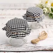 6 BLACK WHITE 6" Gingham Polyester Checkered FABRIC JAR COVERS Wedding Favors