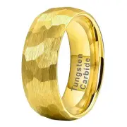 8mm Gold Hammered Tungsten Carbide Rings for Men Women Fashion Jewelry Engage...