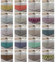 Ambesonne Vintage Motifs Bedskirt Elastic Wrap Around Skirt Gathered Design