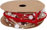 Respicefinem 2 Yard 8m Beautiful Wrapping Bead Ribbon for DIY Christmas Ornament Decoration and Packaging Material with Exquisite Workmanship and Elegant Red Color