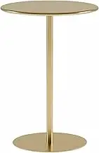 Tall Bistro Pub Table, Round Cocktail Bar Table with Metal Base, End Table Coffee Table Small Nightstand Sofa Table Bedside Table for Kitchen, Dining Room, Living Room, Gold(60x72cm)