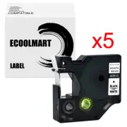 5PK Black on White Label 40913 Compatible Dymo D1 Tape 9mm x 7m LabelManager