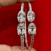 Pair Of Egyptian Pharaoh Head Handmade West Indian Sterling Silver Bangles