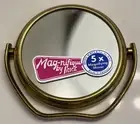 Vintage 5X Magnifying Makeup Purse MIRROR Vanity Free Standing Germany I.Rice 3”