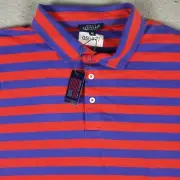 Simply Southern Polo Shirt Mens Size XL Blue Red Striped Casual Short Sleeve