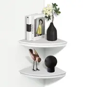 White Floating Corner Shelf Invisible Radial Shape Wall Mounted Shelves
