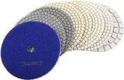5" Dry Diamond Polishing Pads Set of 7 + White Buff for Light Color Granite