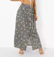 Boohoo Maxi Skirt Button Front Floral Gingham Size 8