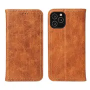 For iPhone 12 mini Case PU Leather Flip Wallet Protective Cover Kickstand Khaki