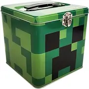 The Tin Box Company Minecraft Stack Store and Carry Tin. Stackable Tin Box with Handle,Green