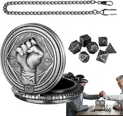 Dice Pocket Watch,Pocket Watch Case With Chain Fist Pattern | Portable Metal Dice With Pocket Watch Shell, Role Playing Board Games Accessory For Boys