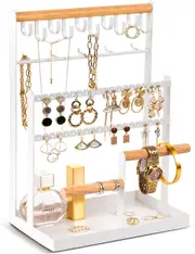 Jewelry Tower Display Rack Storage Tree for Bracelets Earrings Rings -White