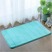 Non Slip Bath Mat Embossing Coral Velvet Bedroom Rug Solid Colors Floor Mats Sponge Non-Slip Bath mat Non Slip Mat (Color : Stripe Aqua, Size : 500MMx800MM)