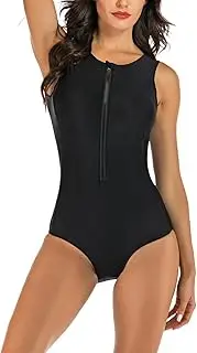 [Generic] One Piece Swimsuit Zipper Racerback Bathing Suit Athletic Swimwear Surfing Suit one-Piece Sleeveless Women's Swimsuit, hot Spring Swimsuit, Diving Suit ﻿ ﻿